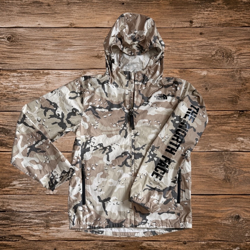 The North Face Youth Boys M 10/12 Windbreaker Camo Jacket WindWall Forearm Logo